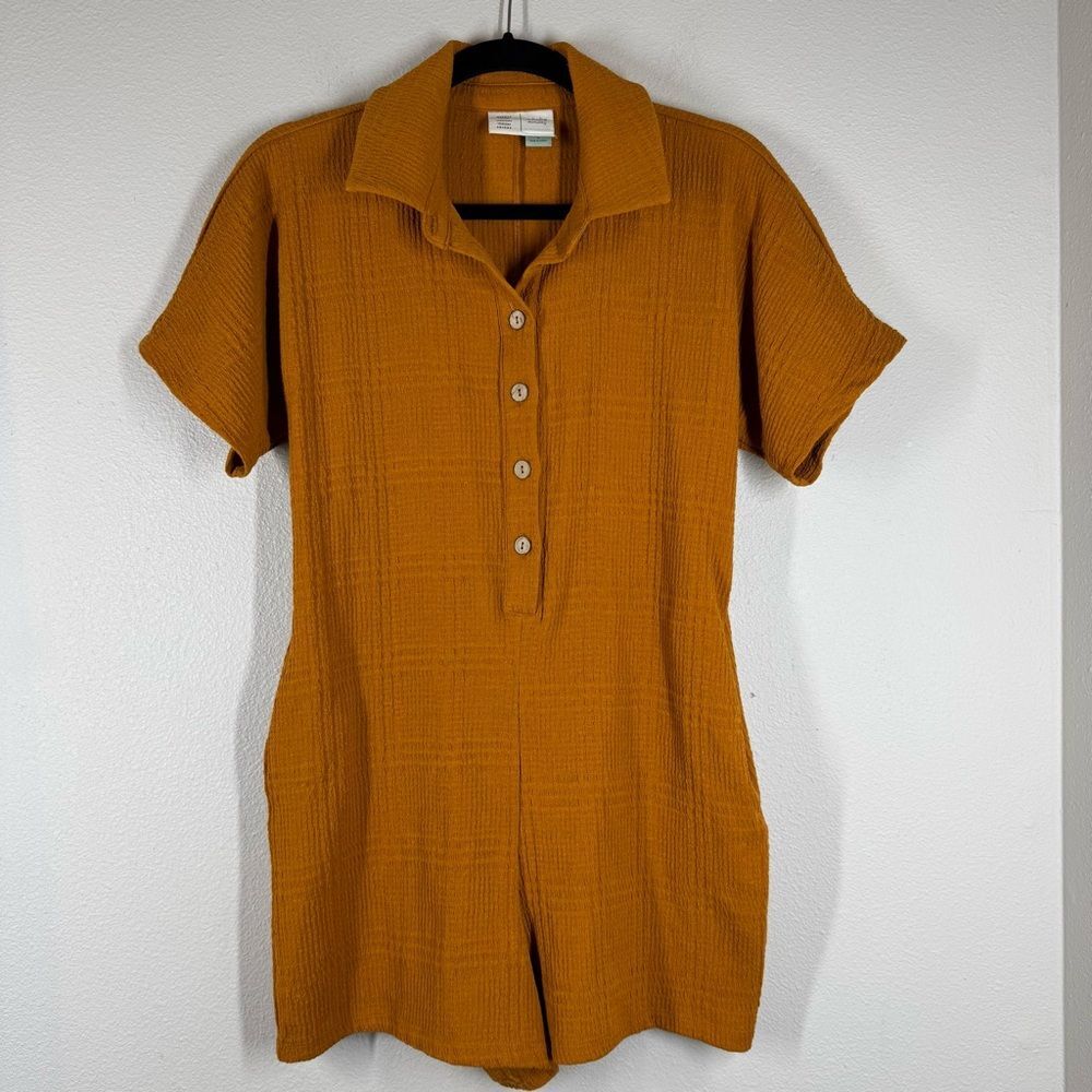 Anthropologie Saturday Sunday Collared Romper Textured Button Up Women’s Small